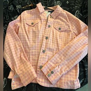 Charter Club Pink Checkered Jacket size L sooo cute